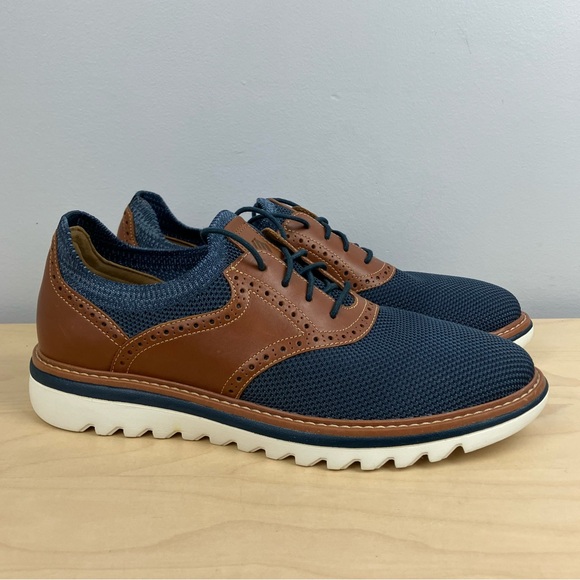 Johnston Murphy Men’s Size 8.0 M Brayden Knit Saddle Oxford Shoes Navy Brown